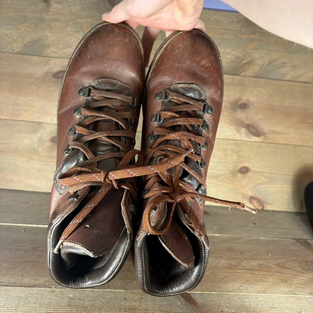 alpina mens size 11.5 shoes brown leather waterproof montaineering hiking boots